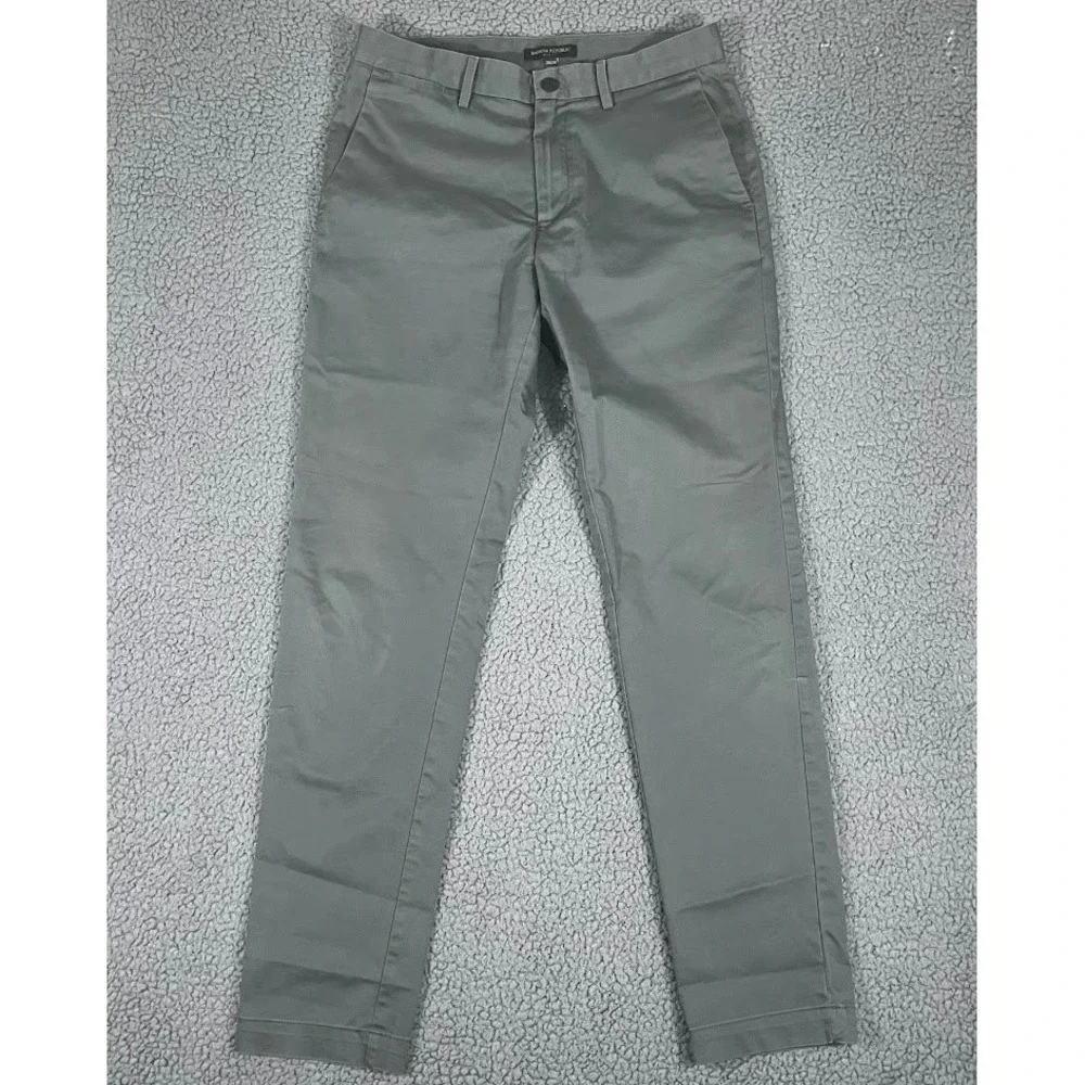 Banana Republic Slim Fit Chinos Mens 31x34 Grey Cotton Stretch Trousers Pants